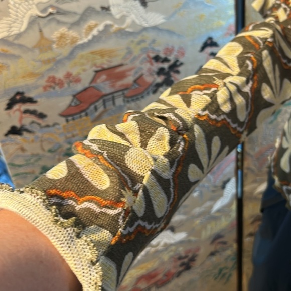 FREE PEOPLE THROUGH THE MEADOW RUCHED MESH WOMENS LONG SLEEVE TOP SZ M - Picture 2 of 16